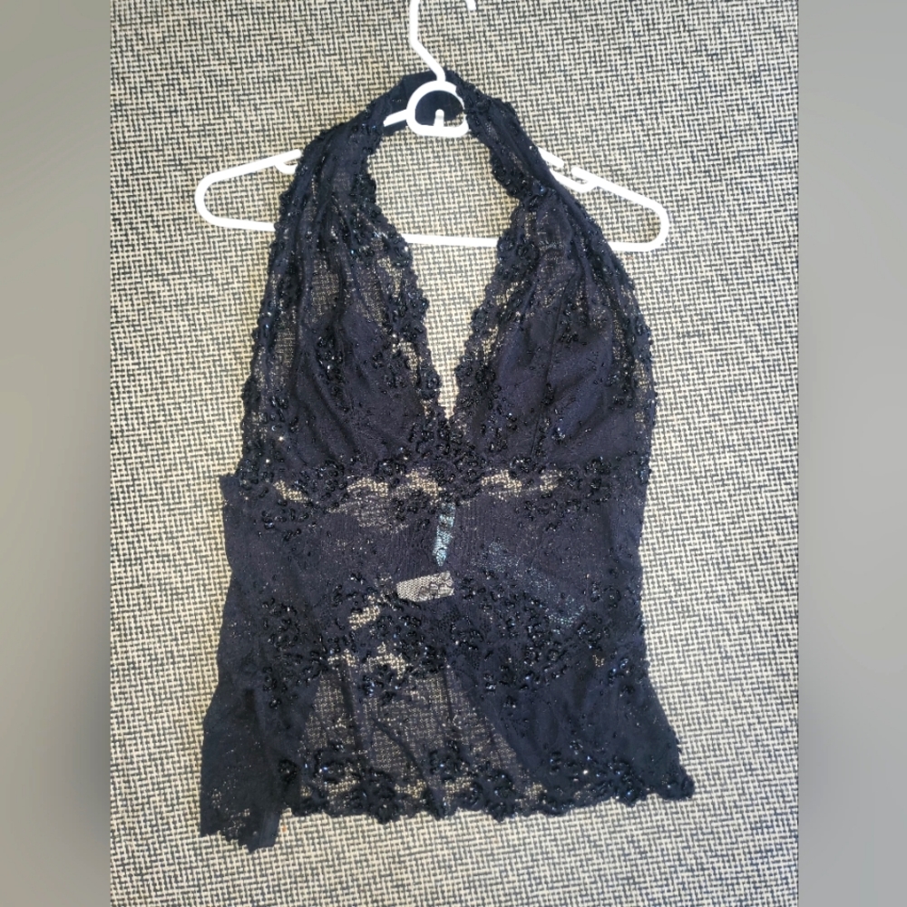 Elegant Black Lace halter top